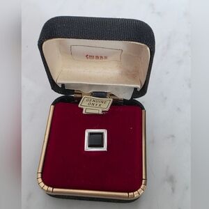 Black onyx tie tac square mens tie pin